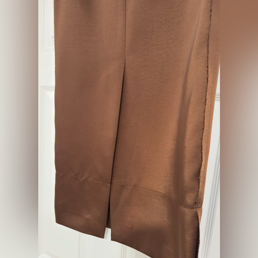 Zara brown midi pencil SATIN EFFECT SKIRT ZW COLLECTION - Picture 5 of 13